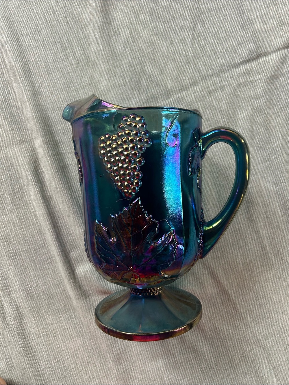 Vintage Indiana Blue Carnival Glass Pitcher